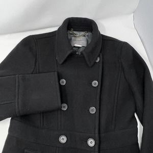 J‎ Crew Majesty Peacoat Black Wool Blend Stadium Cloth Nello Gori Size 6